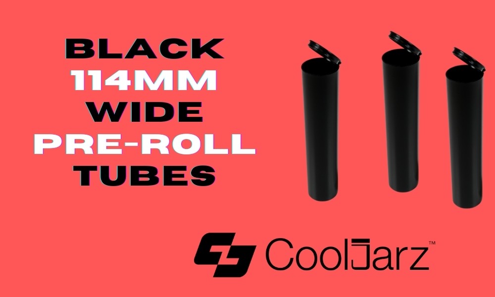plastic black 114mm wide pre-roll tubes for joints blunts carts and edibles